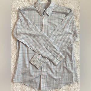 Brooks bothers dress shirt XL checkered pattern with blue, grey, light pink